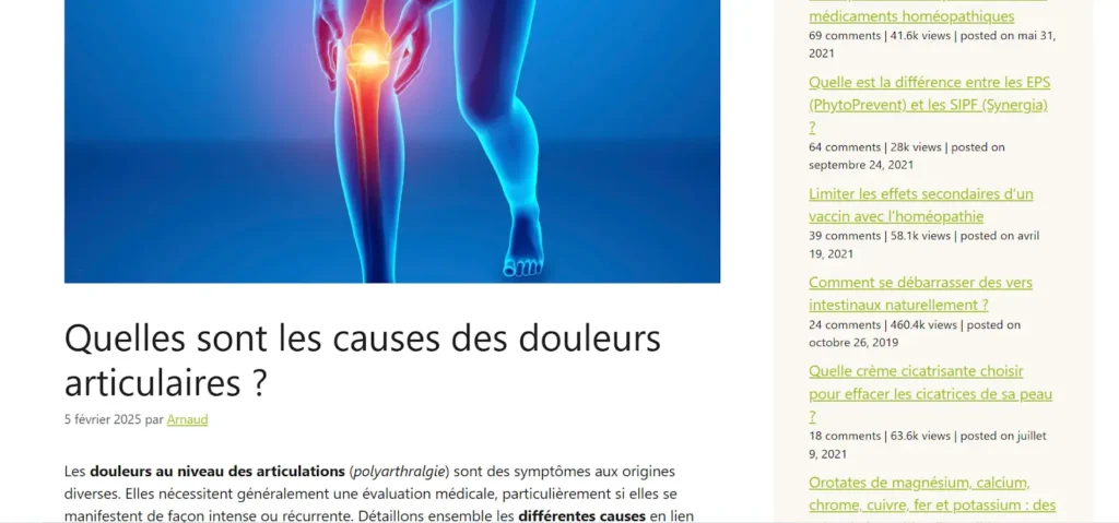 L'arthrose est une cause fréquente de douleurs articulaires, résultant de la dégradation du cartilage due au vieillissement