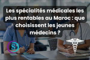 les spécialités médicales les plus rentables au Maroc en 2025, avec le logo de Sanistas et une icône médicale.
