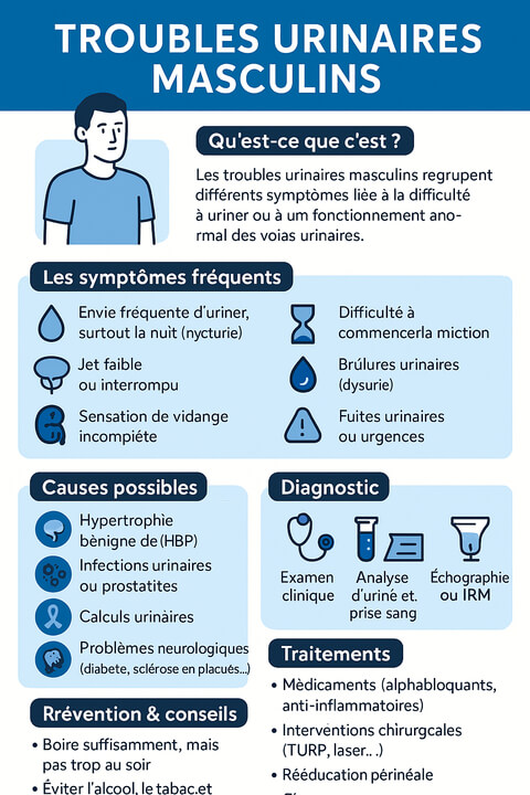 Graphique montrant les symptômes fréquents des troubles urinaires chez l’homme