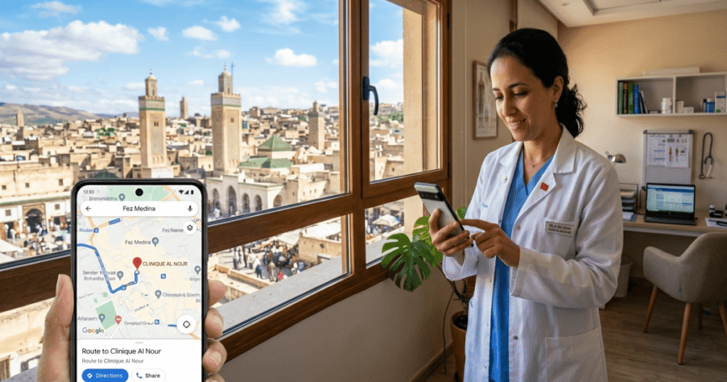 Médecin marocain optimisant sa fiche Google Business Profile