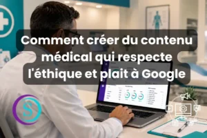 Médecin créant du contenu médical éthique et optimisé pour le référencement Google.