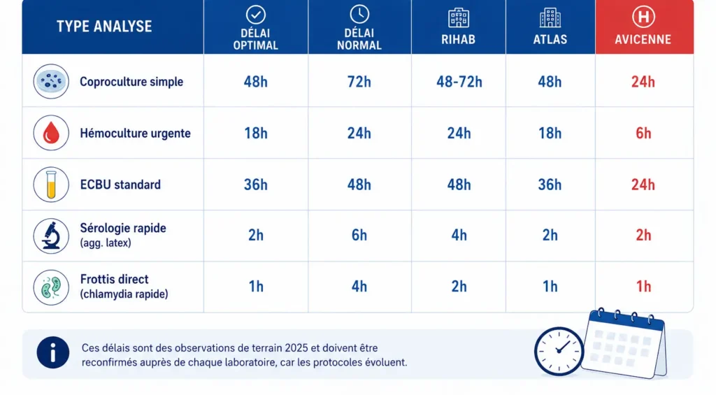 délais et coûts microbiologie médicale Fès — laboratoires Rihab Atlas Avicenne
