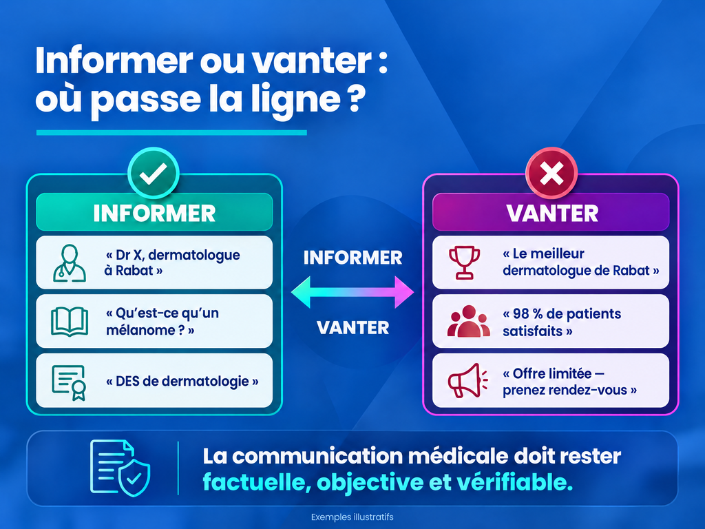 Différence entre informer et vanter en communication médicale